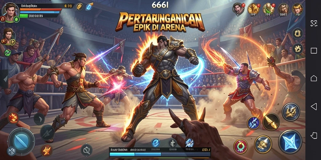 Tangkapan layar utama dari gameplay petarungan di 666I.