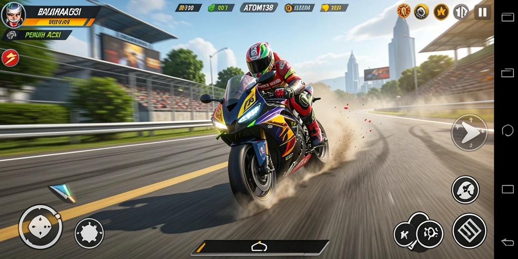 Gameplay seru balapan motor di ATOM138.