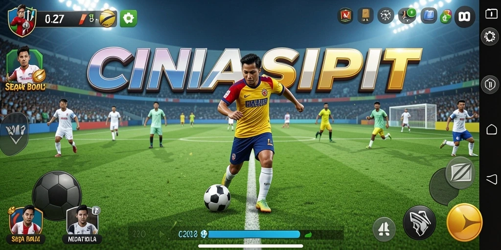 Tampilan gameplay sepak bola yang seru di CINASIPIT.