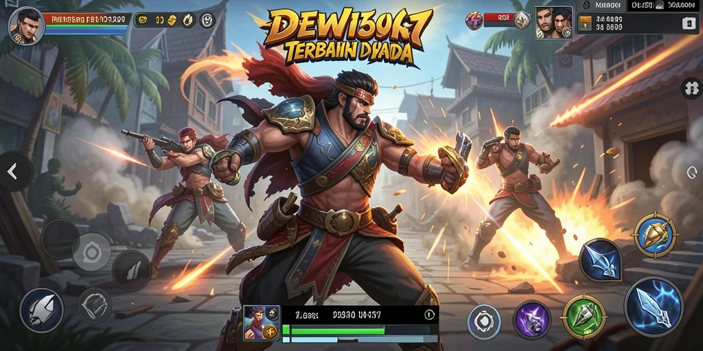 Screenshot DEWI567 menampilkan pertarungan seru dengan karakter unik.