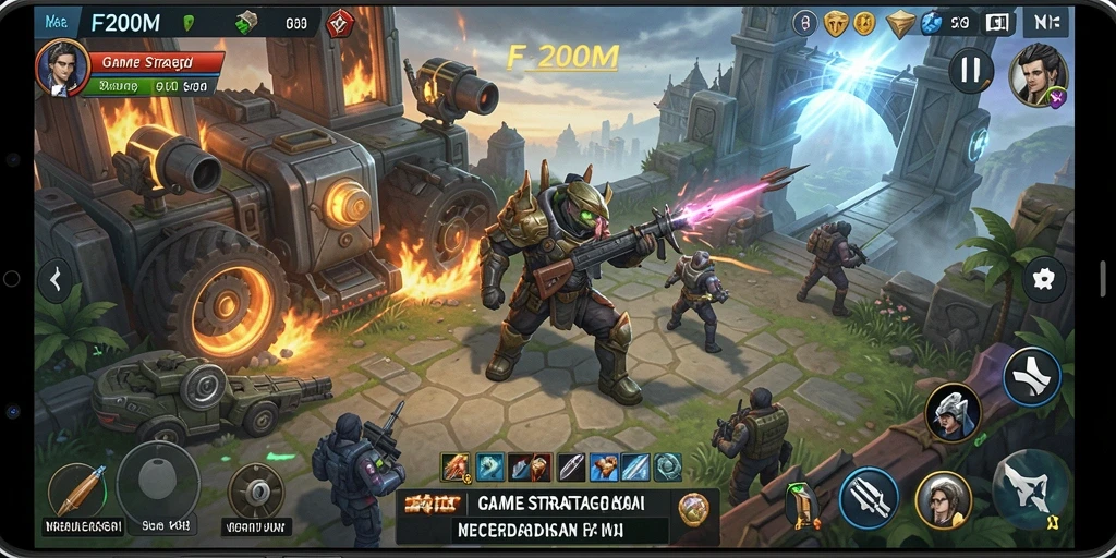Gameplay SLG penuh strategi dalam F200M dengan grafis menawan.