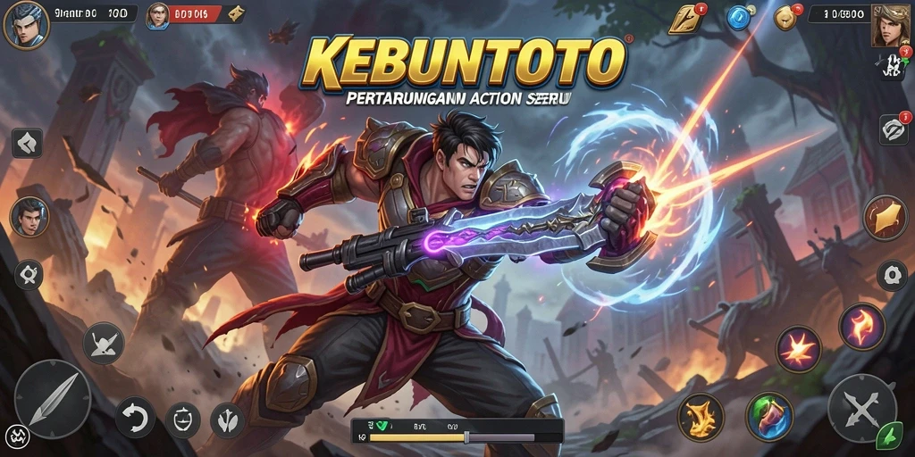 Gambar gameplay KEBUNTOTO menampilkan pertarungan intens dan grafis yang cantik.