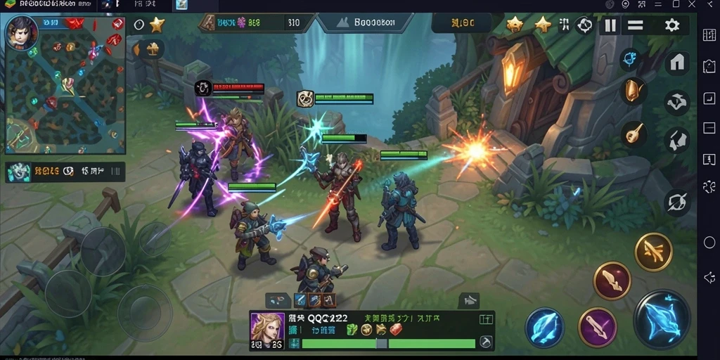 Tampilan utama gameplay QQ222 yang menampilkan strategi pertempuran SLG.
