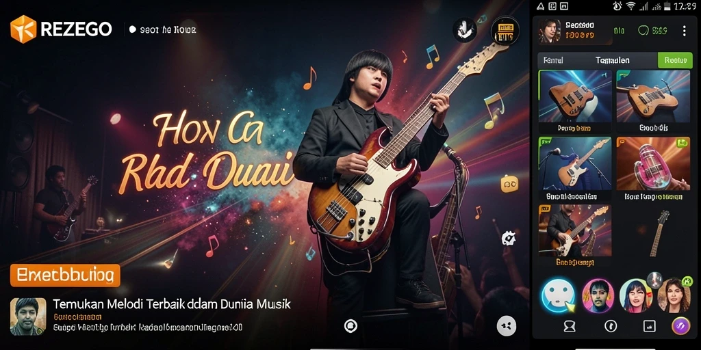 Tampilan gameplay REZEGO yang menunjukkan interaksi pengguna dengan musik.