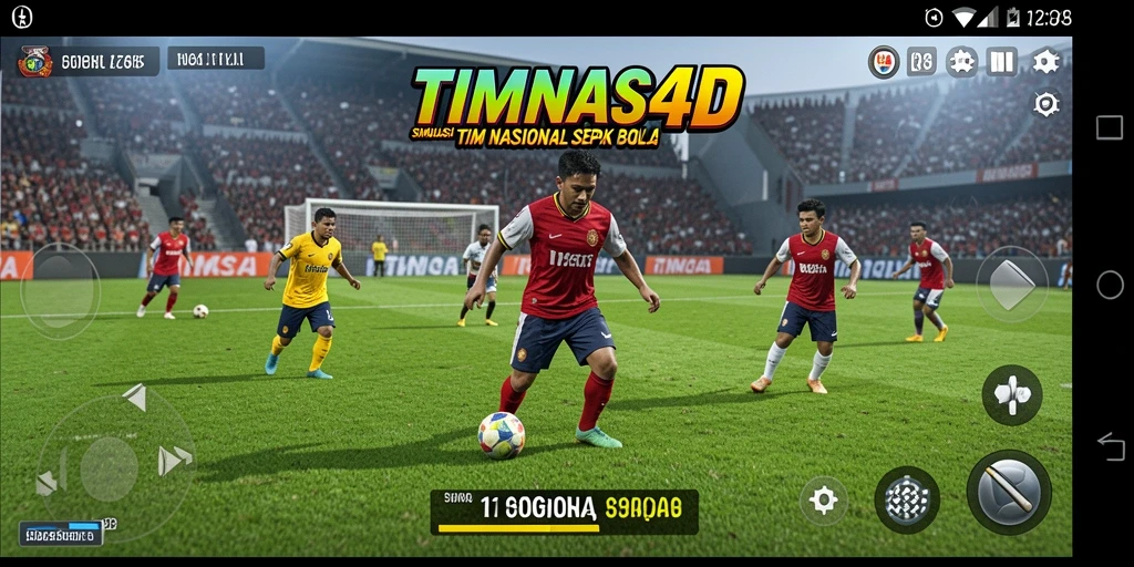 Screenshot utama TIMNAS4D menunjukkan pertandingan sepak bola yang seru.