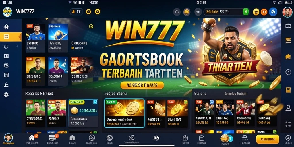 Tangkapan layar utama <strong>WIN777</strong> menunjukkan antarmuka aplikasi taruhan yang menarik.